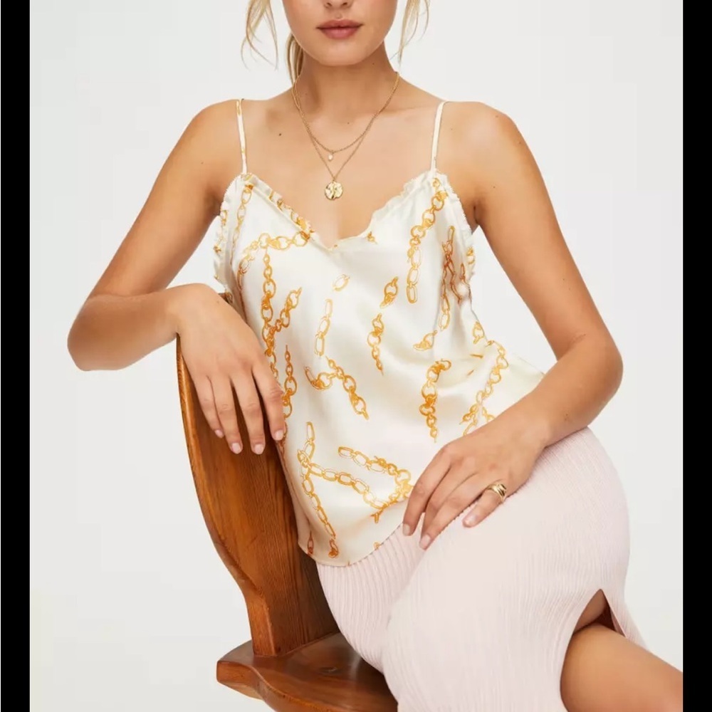 Wilfred Giselle Chain Print Ruffle Cami Large Cam… - image 1